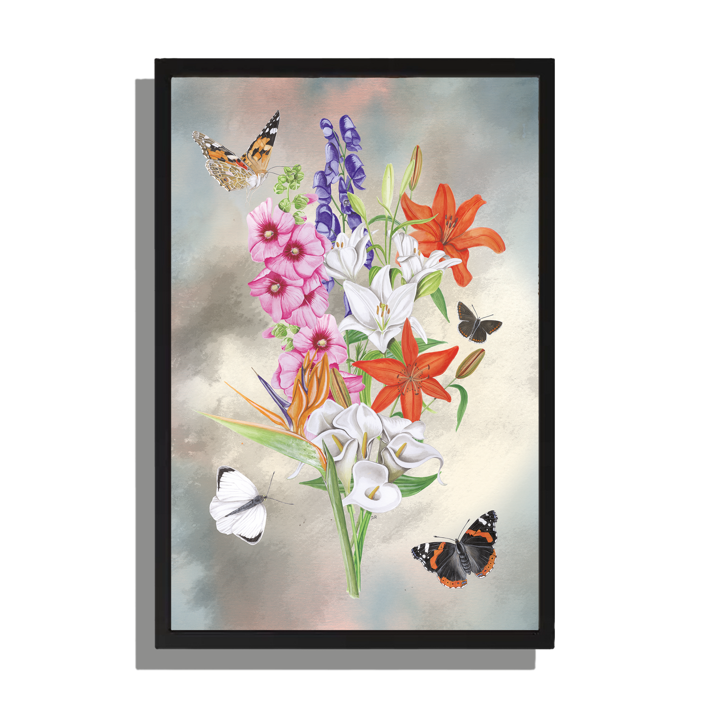 Ingelijst "Bos bloemen met lelies"