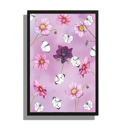 Wanddecoratie "Anemomen met witjes"