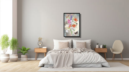 Ingelijst "Bos bloemen met lelies"