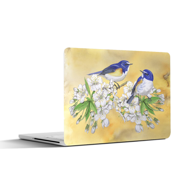 Laptopsticker "Japanse bluebird op zoete kers"