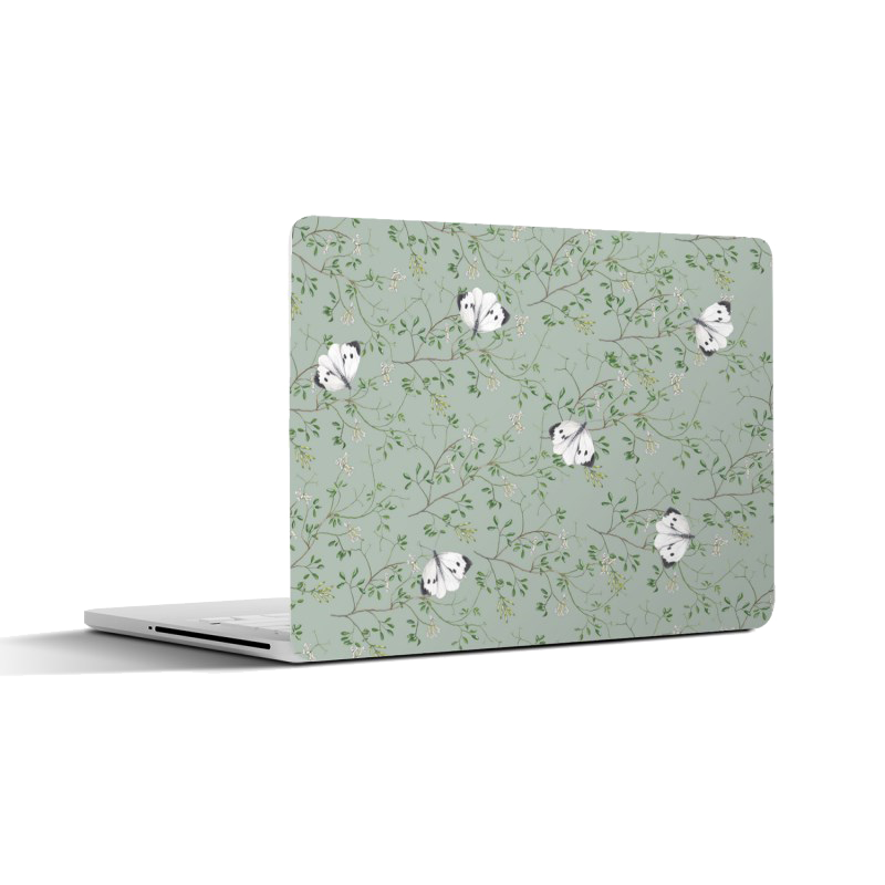 Laptopsticker "Rankende helmbloem met witjes"